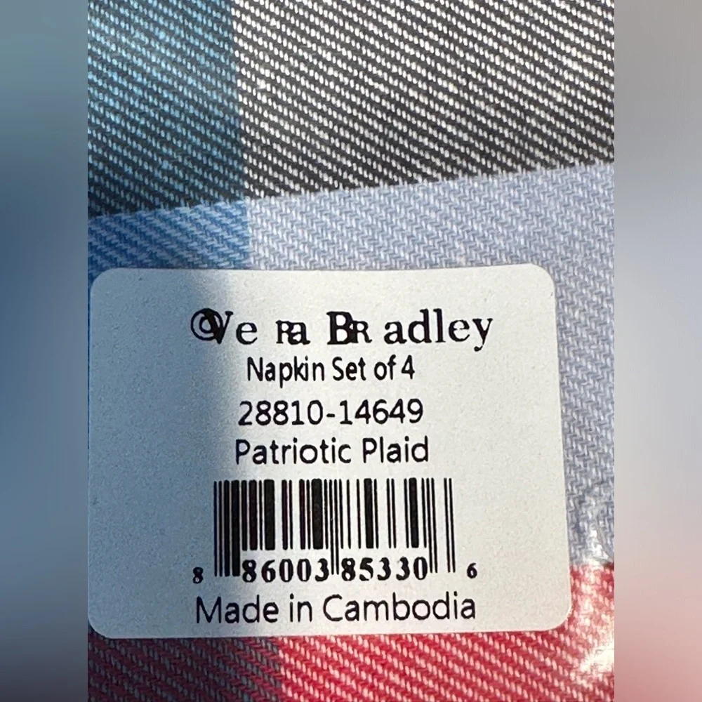 Vera Bradley Napkins in Patriotic Plaid | Set of 4